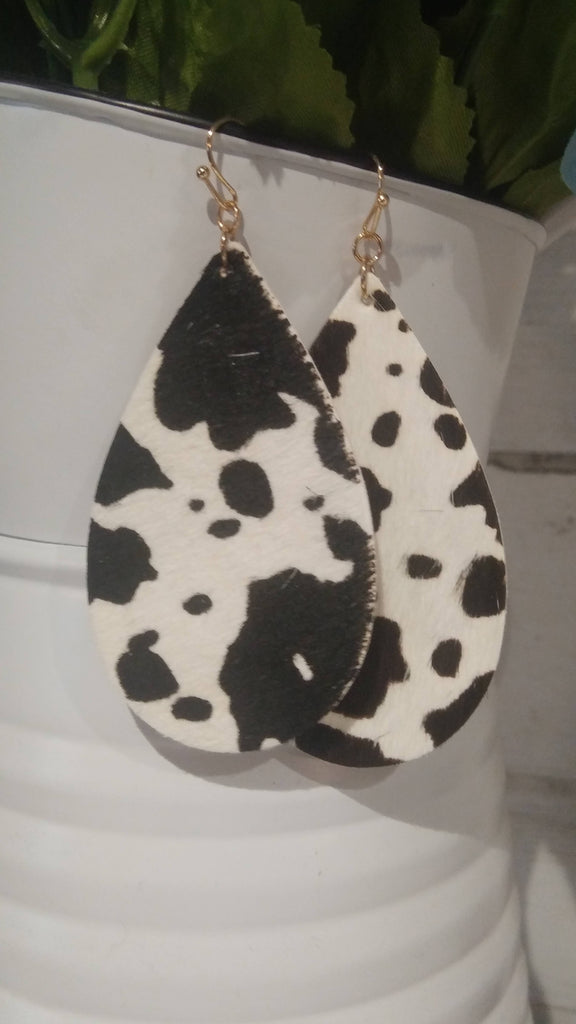 Cow Hide Earrings- Teardrop