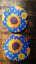 Blue & White Polka Dot Sunflower Car Coaster Set