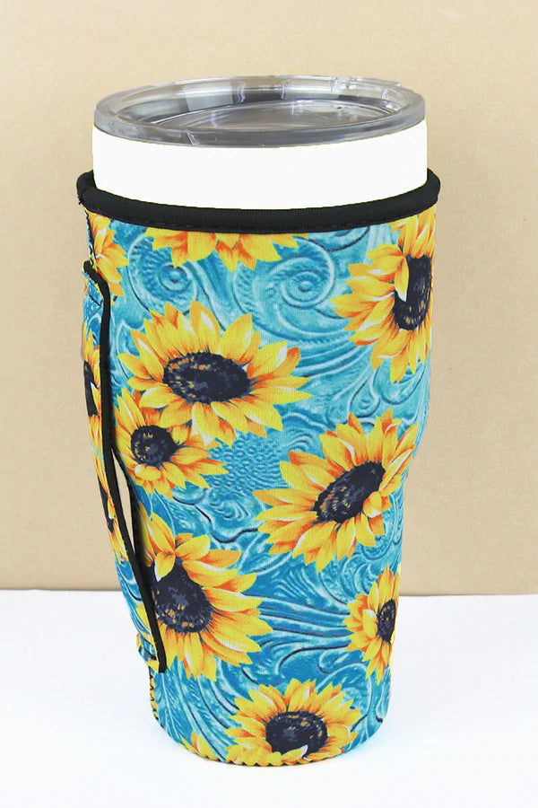 Faux Tooled Sunflower Drink Sleeve